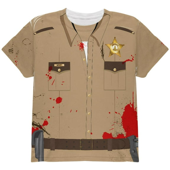 Halloween Zombie Grime Sheriff Walker All Over Youth T Shirt Multi YXL