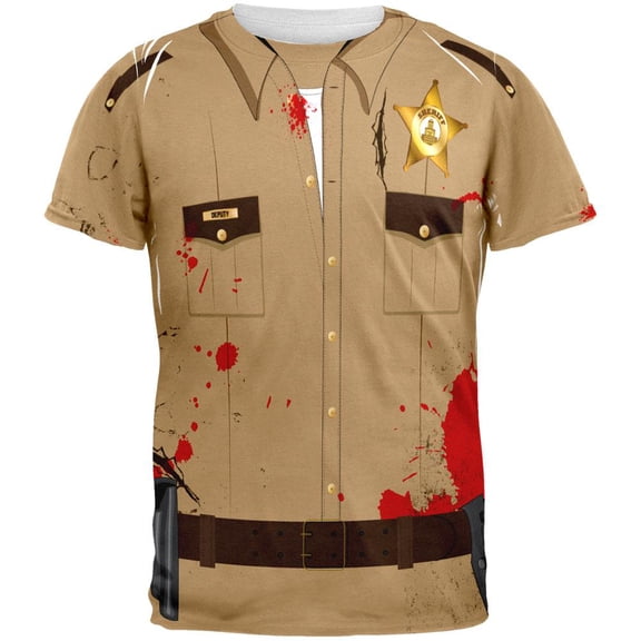 Halloween Zombie Grime Sheriff Walker Costume All Over Adult T-Shirt - 2X-Large