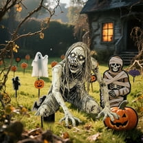 Halloween Zombie Groundbreaker Decoration, Realistic Scary Outdoor Yard Prop with Glowing Eyes for Haunted House, Lawn, Garden, Party, Spooky Graveyard Scene, Weather-Resistant, Easy to Install Hallo