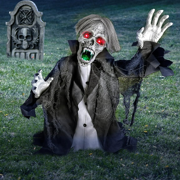 Halloween Zombie Groundbreaker Decorations Outdoor with Light and Sound, 2.3FT Motion and Sound Scary Deco Props for Outdoor,Yard,Lawn,Patio,Haunted House