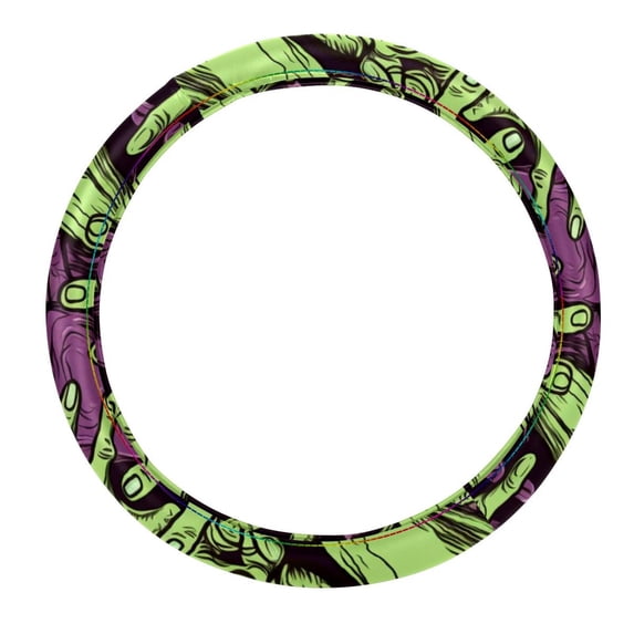 Halloween Zombie Hand Steering Wheel Cover for Car, 14.5 Inch PVC Leather Auto Accessories with Printing