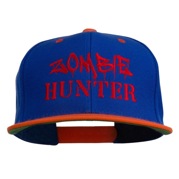 Halloween Zombie Hunter Embroidered Snapback Cap - Royal Orange OSFM