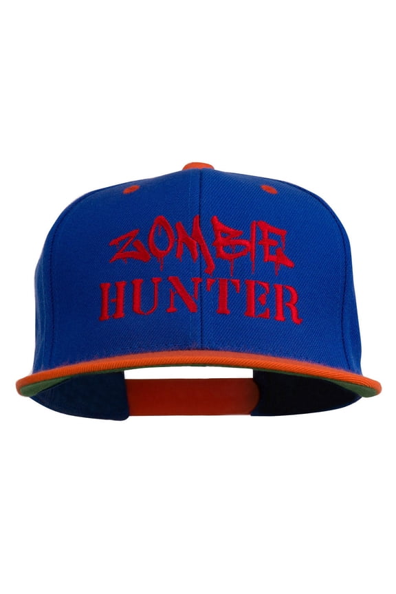Halloween Zombie Hunter Embroidered Snapback Cap - Royal Orange OSFM