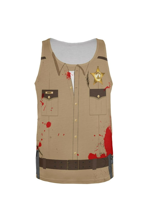 Halloween Zombie Sheriff Costume All Over Adult Tank Top - Medium