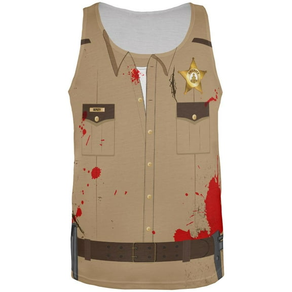 Halloween Zombie Sheriff Costume All Over Adult Tank Top - Small