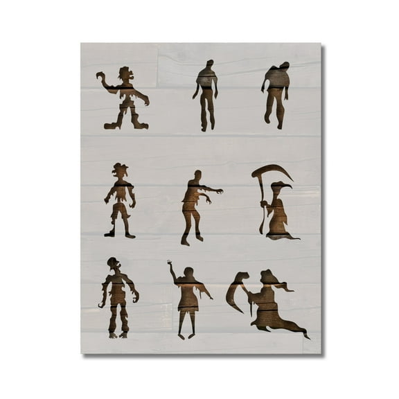 Halloween Zombies Grave Walkers Stencil Template Reusable 8.5 x 11 Inches for Painting on Walls, Wood, Arts and Crafts by Stencilville