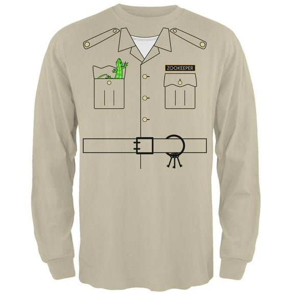 Halloween Zookeeper Costume Mens Long Sleeve T Shirt Sand 2XL