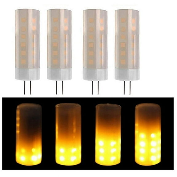 Halloween and Christmas Flame LED Bulbs 4-Pack 12V G4 Ceramic+PC 1400-1800K for Chandeliers