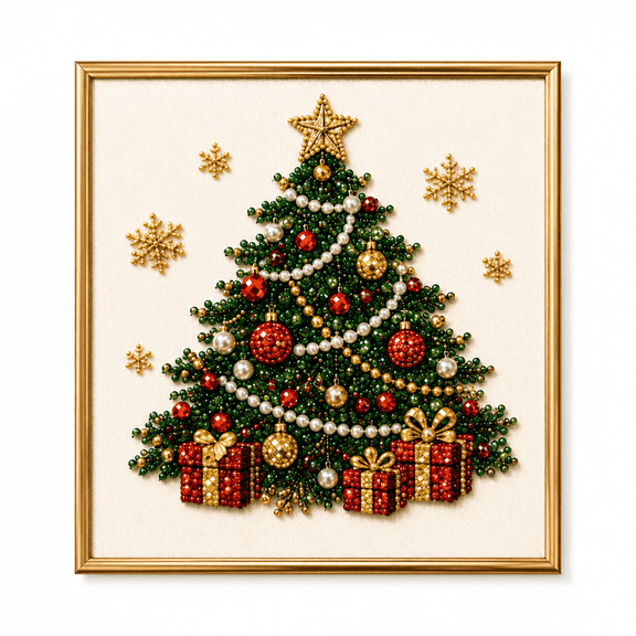 Halloween and Christmas Pearl Art DIY Kit for Adults, 3D Diamond Painting Beaded Canvas Craft, Holiday Home Wall Decor, Beginner Gift