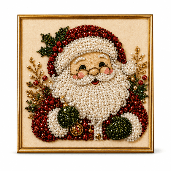 Halloween and Christmas Pearl Art DIY Kit for Adults, 3D Diamond Painting Beaded Canvas Craft, Holiday Home Wall Decor, Beginner Gift