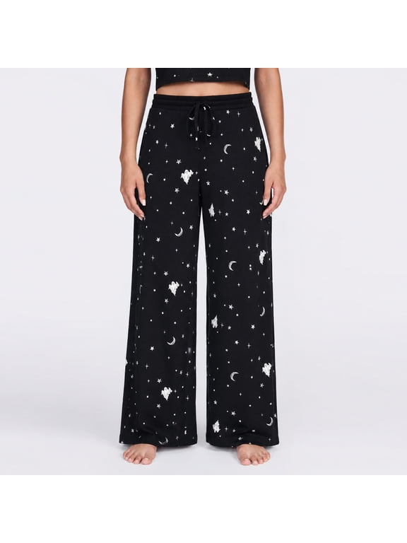 Halloween and Fall Women's Hacci Knit Sleep Pants,Black,Sizes XS-3X