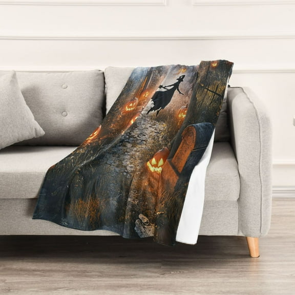 Halloween and Haunted House Throw Blanket 60" x 90" Soft and Warm Blankets for Couch Sofa and Bed