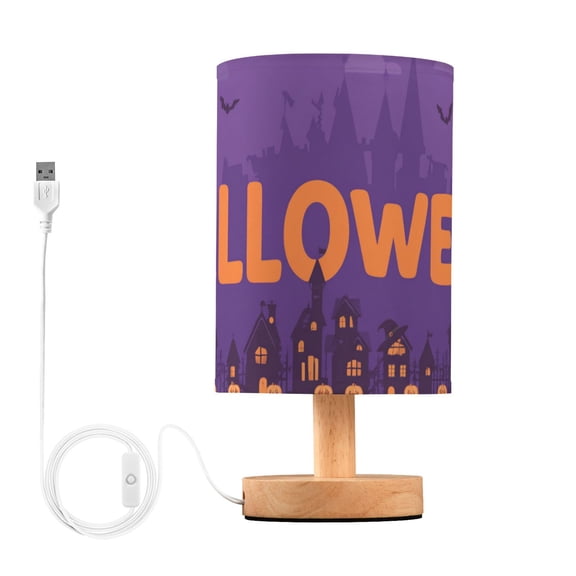 Halloween and Night City View Table Lamp with USB Port LED Warm Light Lamp Night Light Home Decor