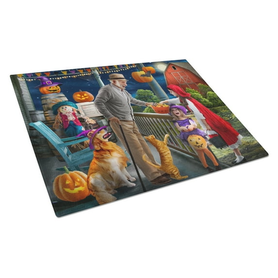 Halloween at Grandpas Golden Retriever Glass Cutting Board Large PTW2072LCB