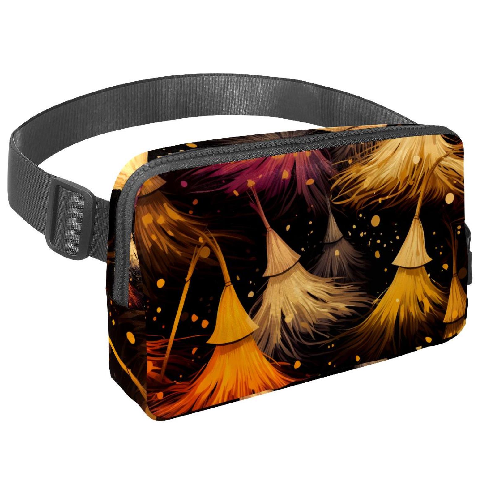 Halloween broomsticks Lightweight Adjustable Sling Bag Crossbody Bag Waist Bag with Extension Strap Unisex