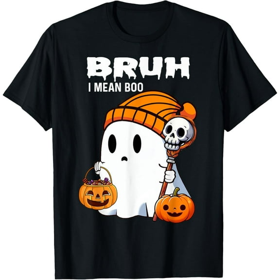 Halloween bruh ghost boo skull pumpkin boys kids men T-Shirt