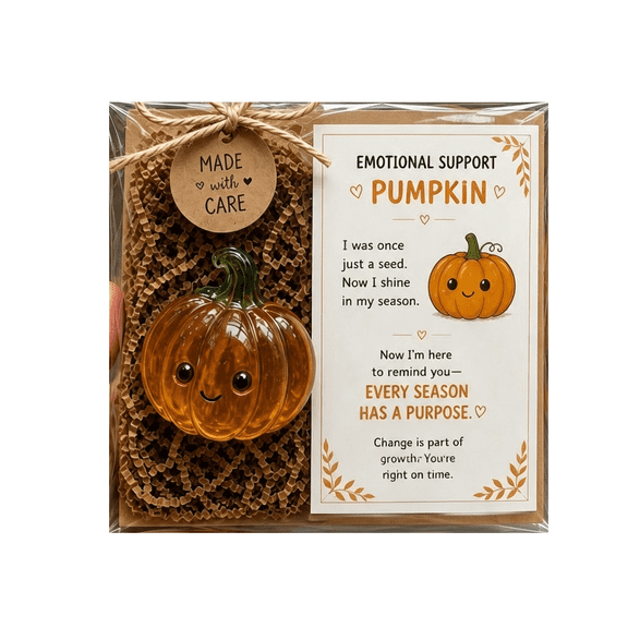 Halloween desktop ornament Figurine Cute Positive Message Desk Decor| Encouragement Card,Handmade plastic Commemorative Ornament for Friends Coworkers(Pumpkin)