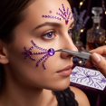 thumbnail image 1 of Halloween for Adults Rhinestone 5X3 Inch Purple Glitter Halloween Face Gothic Gem for Parties 1 Pack, 1 of 4