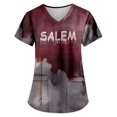 thumbnail image 1 of Halloween funny bloodstain themed women's T-shirt fashionable casual V-neck short sleeved shirt, 1 of 3