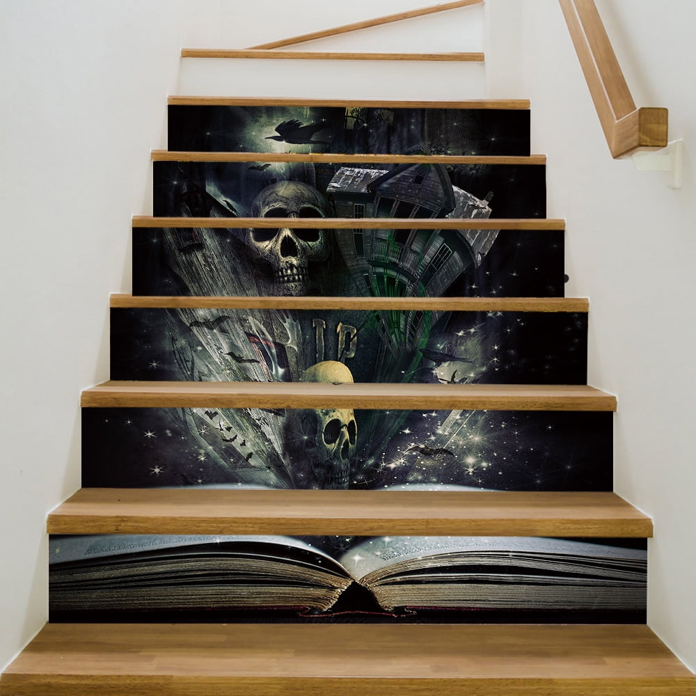 Halloween horror skull removable wall sticker, Peel and Stick Stair ...