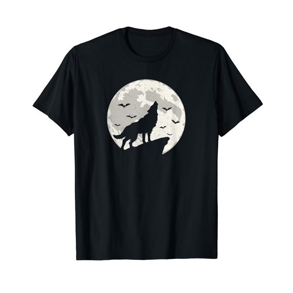 Halloween howling werewolf at the moon Costume party - shirt Short Sleeve T-Shirt Black Tee