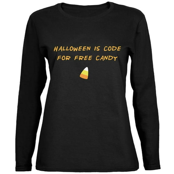 Halloween is Code For Free Candy Black Womens Long Sleeve T-Shirt - X-Large