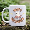 thumbnail image 1 of Halloween mug, cute ghost in r mug, Happy Halloween, Halloween home dr, Spooky gift, Coffee mug, Horror., 1 of 4