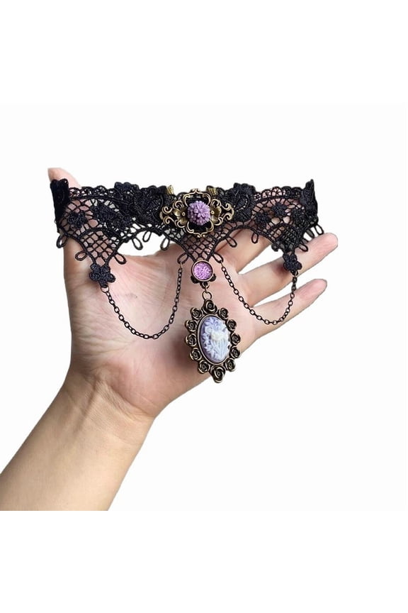 These Halloween necklaces for women exude a vintage gothic punk vibe. Choose from black lace, lolita lace, or Victorian steampunk styles—perfect for parties, weddings, princess outfits, and more.