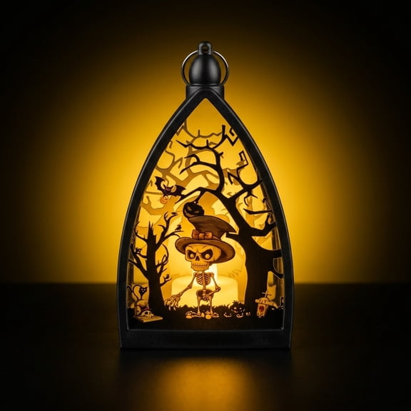 Halloween ornament pumpkin haunted house skeleton decoration atmosphere light electronic candle light Halloween props hand-held outdoor