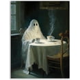 thumbnail image 1 of Halloween poster Elegant Ghost Drinking Tea Wall Art Funny Gothic Aesthetic Spooky Posters Creepy Dark Academia Wall Decor Dorm Bathroom, 1 of 5