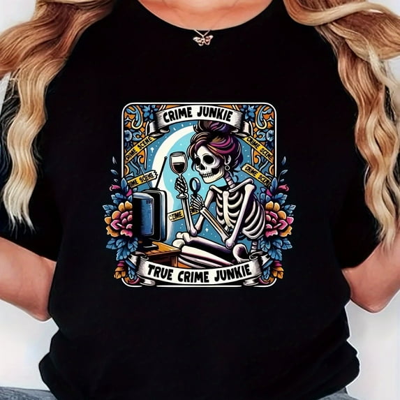 Halloween print Plus Size Shirt Women's T-shirts Short Sleeve Loose Tee Tops