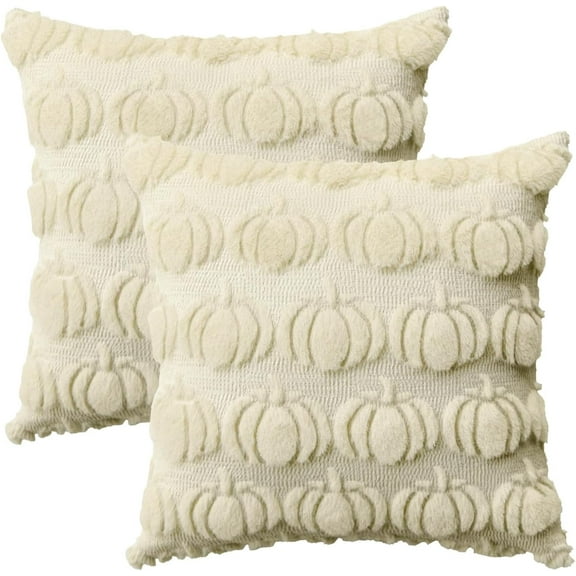 Halloween pumpkin Pillows Decor, Halloween Beige pillow covers for Sofa Couch, Fall Pillow Covers 18x18,Halloween Decorations Set of 2 (240g)