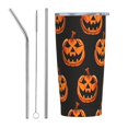 Halloween pumpkin pattern 20 oz stainless steel cup with lid and straw