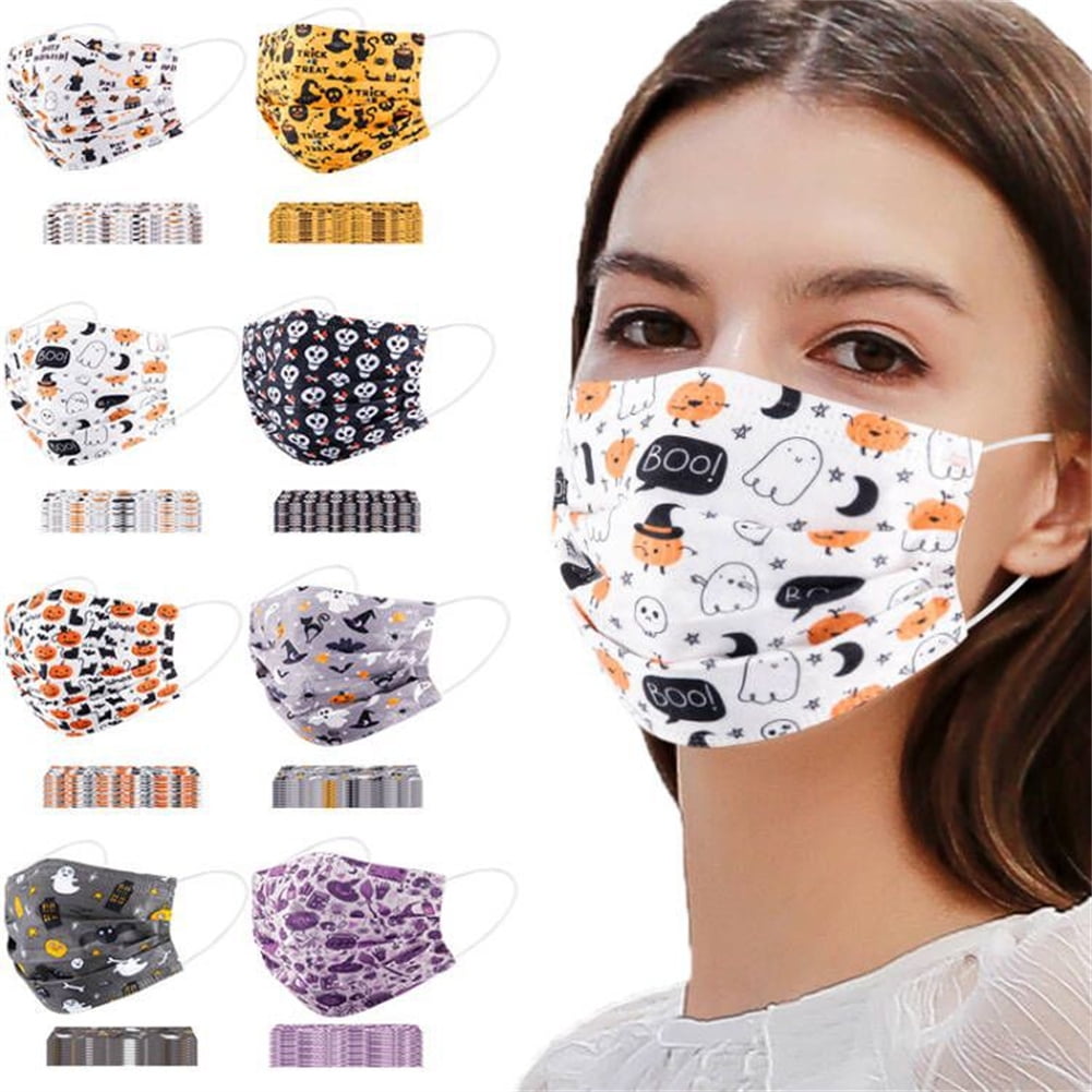 Halloween pumpkin print mask adult children's mask disposable 3layer