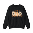 thumbnail image 1 of Halloween floral GOD lace pattern, round-neck long-sleeved cotton Fashion comfortable black S-3XL, 1 of 6