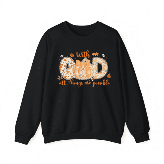 Halloween floral GOD lace pattern, round-neck long-sleeved cotton Fashion comfortable black S-3XL