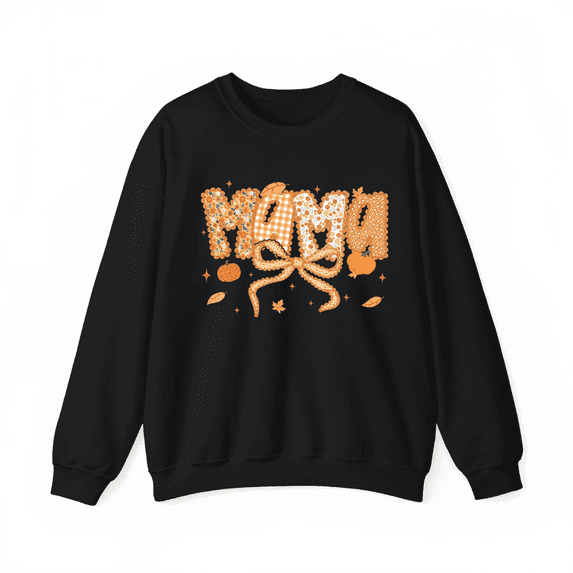 Halloween round-neck long-sleeved floral MAMA lace pattern,cotton Fashion comfortable black S-3XL