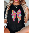 thumbnail image 1 of Halloween round-neck, short-sleeved pink bow, cute ghost graphic T-shirt Fashion casual black S-5XL, 1 of 5