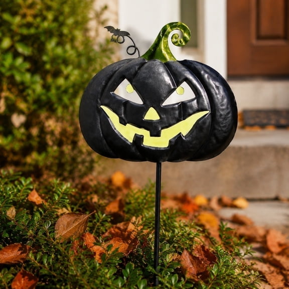 Halloween solar lights outdoor Jack O Lantern Stake - Halloween Pathway Decor for Outdoor Halloween Yard Display-1