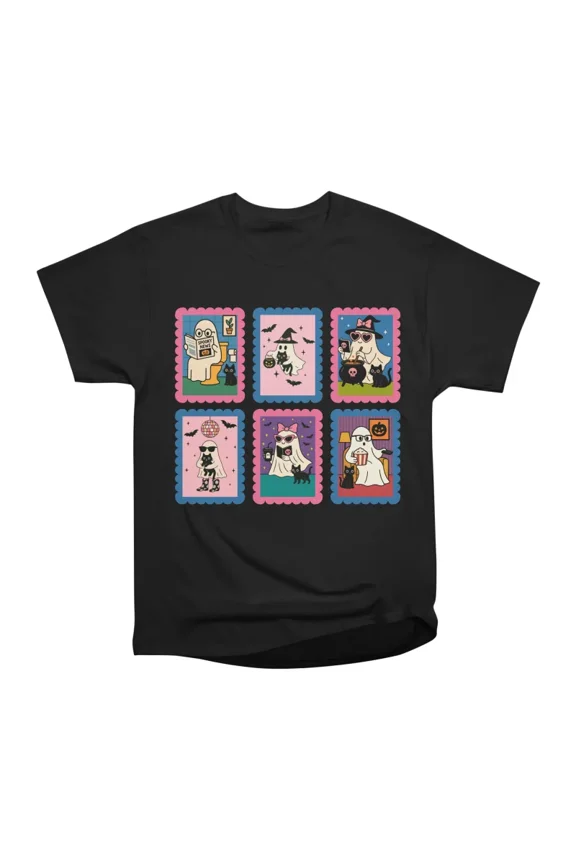 Halloween spooky ghost stamps T-Shirt Tee Gift For Him Merch For Her Apparel For Friend
