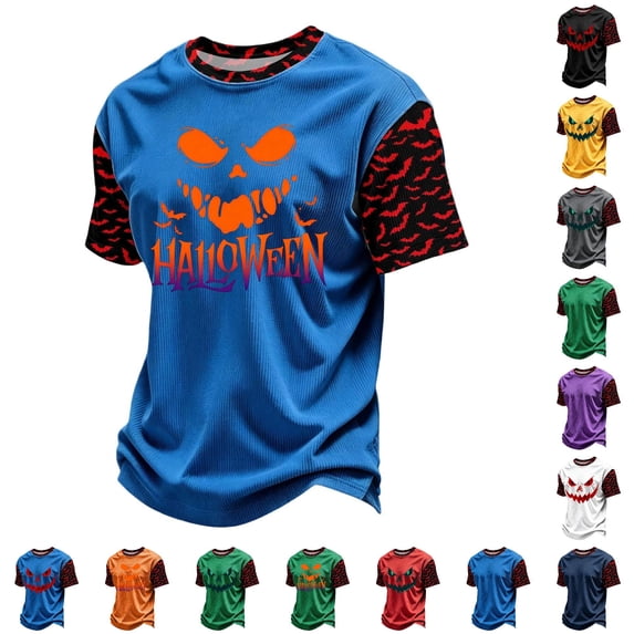 Halloween t-Shirt for Boys Girls Crewneck Short Sleeve Cute Cartoon Prints Fall Tops 12-13 Years