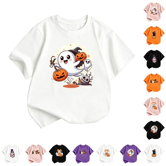 Halloween t-Shirts for Toddler Short Sleeve Ghost Graphic T-Shirt Baby Girl Boy Outfit 2-3 Years