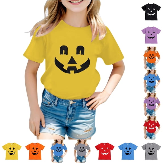 Halloween t-Shirts for Tween Crewneck Short Sleeve Graphic Tshirts Tween Boy Girl Halloween Outfit 10-11 Years