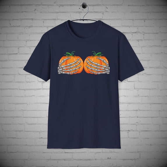 Halloween t-shirt, Skeleton tee, Skeleton hands Holding Pumpkins tee
