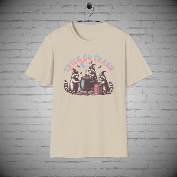 Halloween t-shirt, Trick or Trash Raccoon Tee, Raccoon Halloween tee