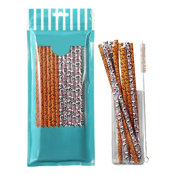 Halloween-themed printed recyclable straws