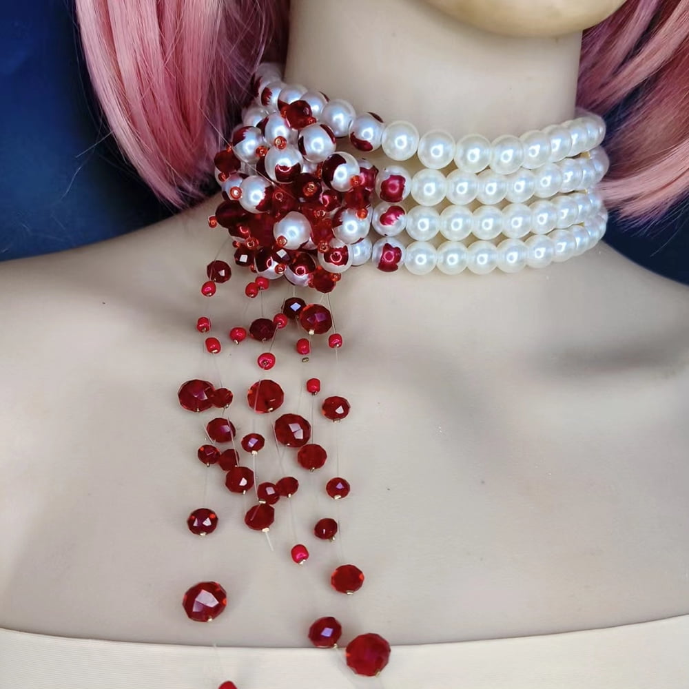 Fake red pearl necklace sale