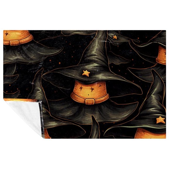 Halloween witch hat Soft and Warm Microfiber Throw Blanket - Printed Lightweight Blanket for Sofa, Bed, Couch, Office, and Camping - Ideal for Blankets & Throws