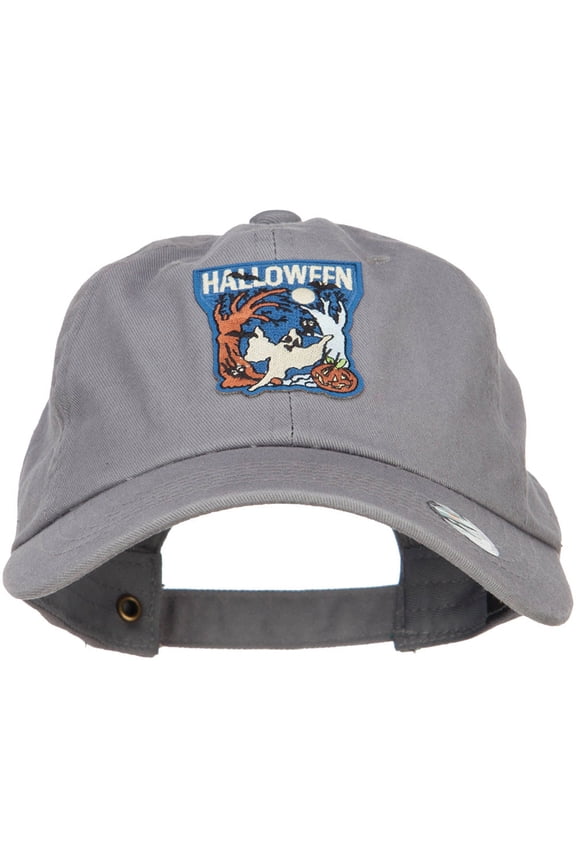 Halloween with Ghost Patched Unstructured Cap - Grey OSFM