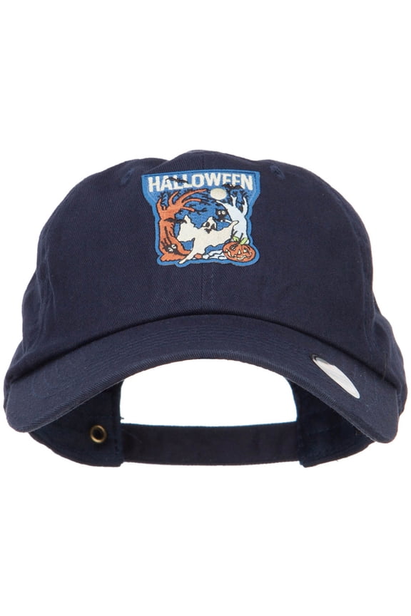 Halloween with Ghost Patched Unstructured Cap - Navy OSFM